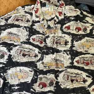 Big Dogs Black Vintage Car Print Casual Button Down Shirt
